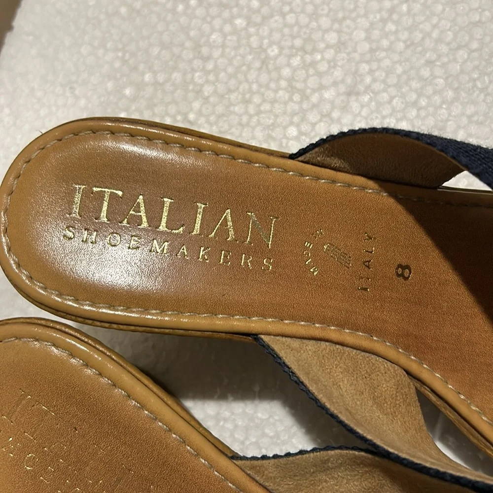 Italian Shoemakers wedge slip on crisscross Sandals made in Italy womens size 8